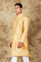 Veshbhoshaa Bluesaanchi Banarsi Silk Cream Kurta Set