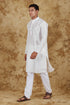 Veshbhoshaa Bluesaanchi Banarsi Silk White Kurta Set