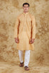 Veshbhoshaa Bluesaanchi Chanderi Silk Embroidered Kurta Set" Earth Yellow