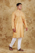 Veshbhoshaa Bluesaanchi Chanderi Silk Embroidered Kurta Set" Earth Yellow