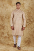 Veshbhoshaa Bluesaanchi Khaki Textured Men'S Kurta Set