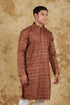 Veshbhoshaa Bluesaanchi Dark Brown Textured Men'S Kurta Set