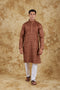 Veshbhoshaa Bluesaanchi Dark Brown Textured Men'S Kurta Set