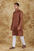 Veshbhoshaa Bluesaanchi Dark Brown Textured Men'S Kurta Set