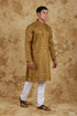 Veshbhoshaa Bluesaanchi Mustard Textured Men'S Kurta Set