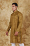 Veshbhoshaa Bluesaanchi Mustard Textured Men'S Kurta Set