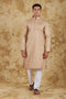 Veshbhoshaa Bluesaanchi Dark Cream Textured Men'S Kurta Set