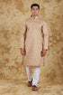 Veshbhoshaa Bluesaanchi Dark Cream Textured Men'S Kurta Set