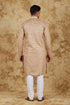 Veshbhoshaa Bluesaanchi Dark Cream Textured Men'S Kurta Set