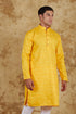 Veshbhoshaa Bluesaanchi Dark Yellow Textured Men'S Kurta Set