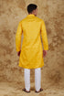 Veshbhoshaa Bluesaanchi Dark Yellow Textured Men'S Kurta Set