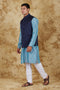Veshbhoshaa Bluesaanchi Blue Jacquard Waistcoat Set