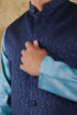 Veshbhoshaa Bluesaanchi Blue Jacquard Waistcoat Set