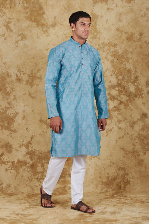Veshbhoshaa Bluesaanchi Blue Jacquard Waistcoat Set