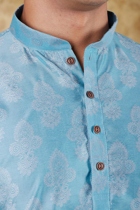 Veshbhoshaa Bluesaanchi Blue Jacquard Waistcoat Set
