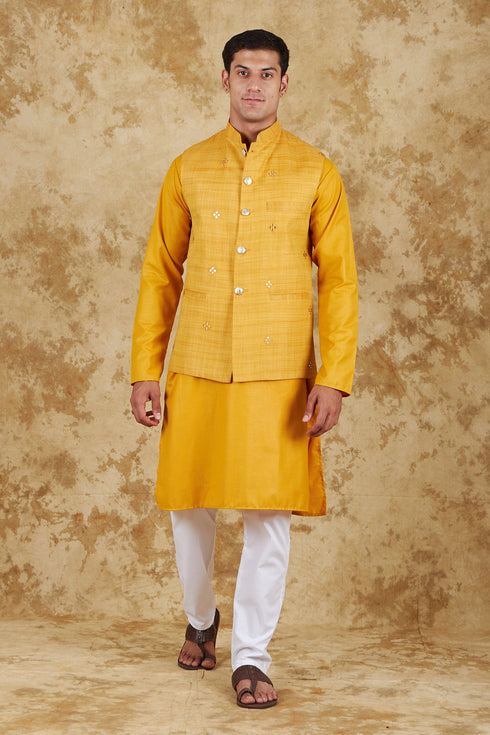 Veshbhoshaa Bluesaanchi Yellow Waistcoat Set