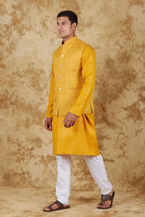 Veshbhoshaa Bluesaanchi Yellow Waistcoat Set