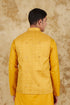 Veshbhoshaa Bluesaanchi Men'S Cotton Blend Yellow Mirror Embroidered Waistcoat