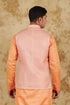 Veshbhoshaa Bluesaanchi Men'S Cotton Blend Orange Printed Waistcoat