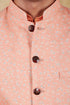 Veshbhoshaa Bluesaanchi Men'S Cotton Blend Orange Printed Waistcoat