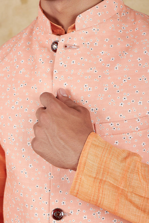 Veshbhoshaa Bluesaanchi Orange Waistcoat Set