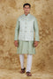 Veshbhoshaa Bluesaanchi Light Green Jacquard Waistcoat Set