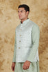 Veshbhoshaa Bluesaanchi Men'S Jacquard Green Waistcoat