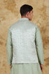 Veshbhoshaa Bluesaanchi Men'S Jacquard Green Waistcoat