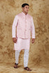 Veshbhoshaa Bluesaanchi Baby Pink Jacquard Waistcoat Set