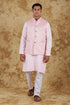 Veshbhoshaa Bluesaanchi Baby Pink Jacquard Waistcoat Set