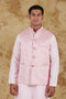 Veshbhoshaa Bluesaanchi Men'S Jacquard Pink Waistcoat