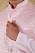 Veshbhoshaa Bluesaanchi Men'S Jacquard Pink Waistcoat