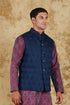 Veshbhoshaa Bluesaanchi Men'S Jacquard Blue Waistcoat