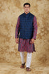 Veshbhoshaa Bluesaanchi Blue Jacquard Waistcoat Set