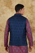 Veshbhoshaa Bluesaanchi Men'S Jacquard Blue Waistcoat