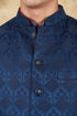 Veshbhoshaa Bluesaanchi Men'S Jacquard Blue Waistcoat