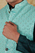 Veshbhoshaa Bluesaanchi Men'S Jacquard Mint Green Sequence Waistcoat