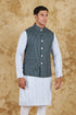 Veshbhoshaa Bluesaanchi Casual Grey Waistcoat Set