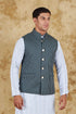 Veshbhoshaa Bluesaanchi Men'S Cotton Blend Green Striped Waistcoat