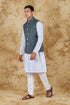 Veshbhoshaa Bluesaanchi Casual Grey Waistcoat Set