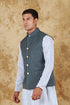 Veshbhoshaa Bluesaanchi Men'S Cotton Blend Green Striped Waistcoat