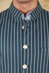 Veshbhoshaa Bluesaanchi Men'S Cotton Blend Green Striped Waistcoat