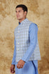 Veshbhoshaa Bluesaanchi Men'S Cotton Blend Blue All Over Check Waistcoat