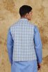 Veshbhoshaa Bluesaanchi Men'S Cotton Blend Blue All Over Check Waistcoat