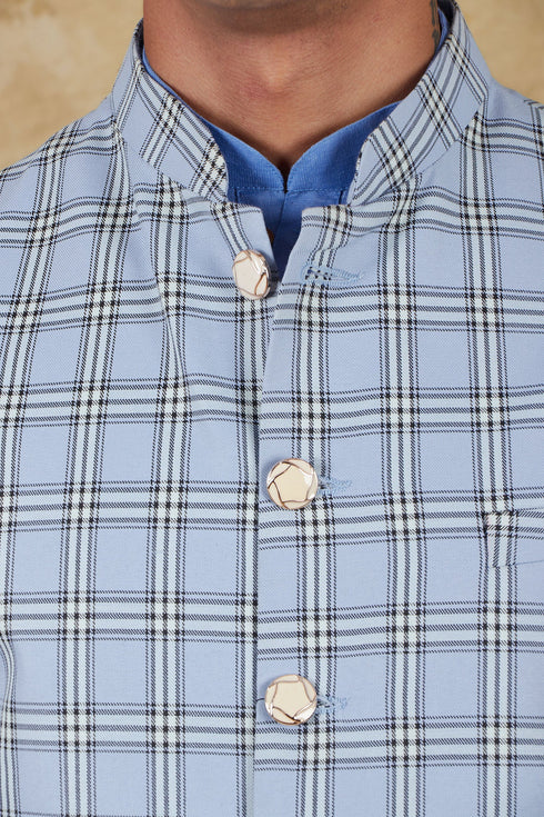 Veshbhoshaa Bluesaanchi Sky Blue Waistcoat Set