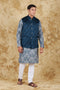 Veshbhoshaa Bluesaanchi Indigo Jacquard Waistcoat Set