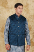 Veshbhoshaa Bluesaanchi Men'S Jacquard Blue Waistcoat
