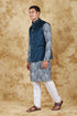 Veshbhoshaa Bluesaanchi Indigo Jacquard Waistcoat Set