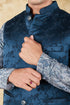 Veshbhoshaa Bluesaanchi Men'S Jacquard Blue Waistcoat