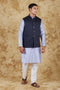 Veshbhoshaa Bluesaanchi Blue Jacquard Waistcoat Set